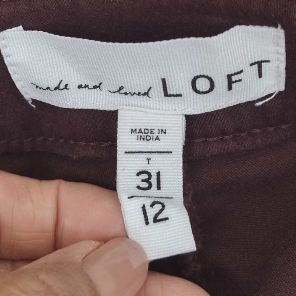 LOFT women's burgundy stretchy leggings size (12) - Picture 4 of 15